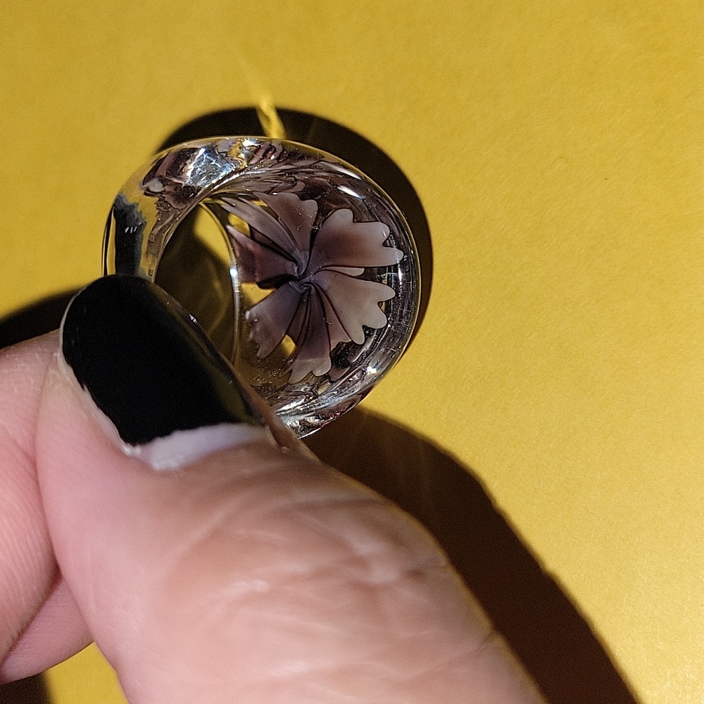 Clear Acrylic Flower Statement Ring - image 5